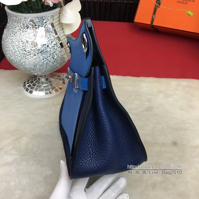 Hermes包包 愛馬仕Jypsiere吉普賽28cm 單肩斜挎愛馬仕包 寶藍/電光藍銀扣  tdh2033